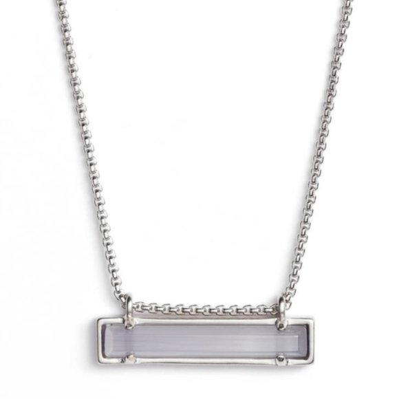 Kendra Scott Leanor Necklace Slate Cats Eye, Silver - Picture 1 of 1